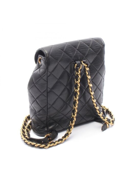 Chanel Backpack Quilted Black Lambskin Double Turnlock Chain main image 5